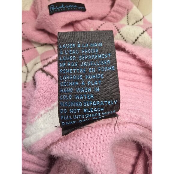 Point Zero XL Nicole Benisti Pink And White Argyle Sweater- Y2K- XL fits Smaller - Picture 8 of 16